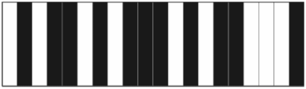 (ENEM 2002) O código de barras, contido na maior parte dos produtos industrializados, consiste num conjunto de várias barras que podem estar preenchidas com cor escura ou não. Quando um leitor óptico passa sobre essas barras, a leitura de uma barra clara é convertida no número 0 e a de uma barra escura, no número 1. Observe abaixo um exemplo simplificado de um código em um sistema de código com 20 barras.
